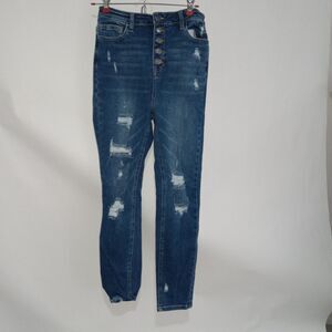 Jelly Womens Size 9 Light Blue Tapered High Waisted Jeans Distressed